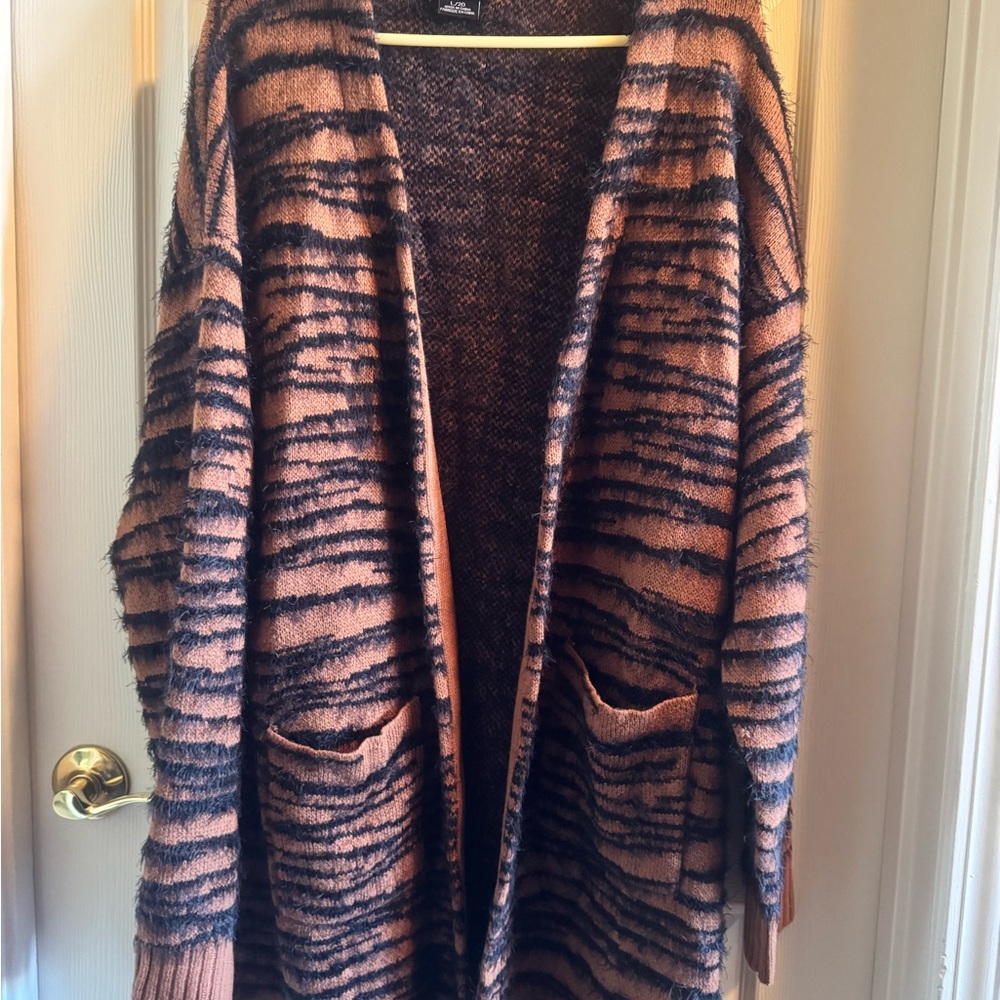 CCX Brown and Black Cardigan with Animal Print